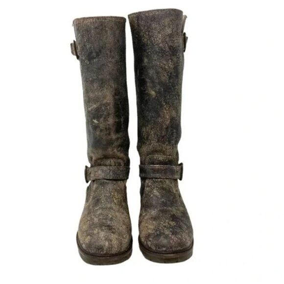 Steve Madden Hacienda Tall Distressed Brown Leather Boots - Size 10 - Picture 4 of 9